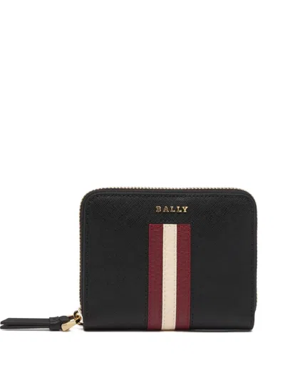 Bally Embossed Ribbon Leather Wallet In Black
