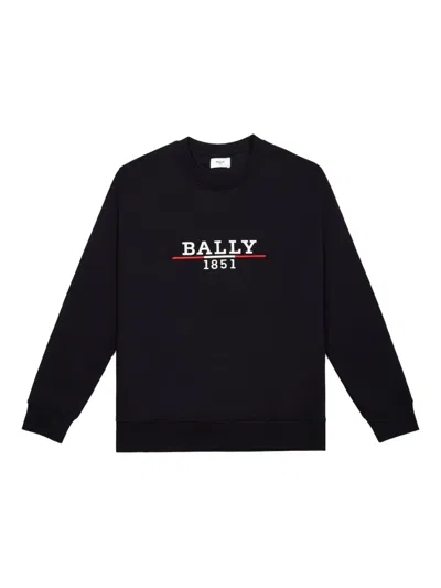 Bally Embroidered Cotton-blend Sweatshirt In Black