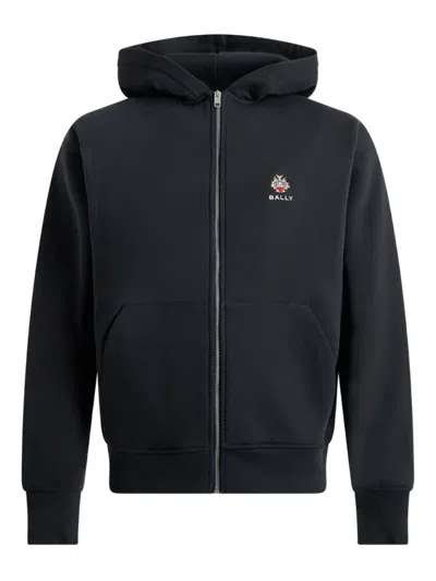 Bally Embroidered-crest Zip-up Hoodie In Animal Print