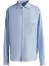 Bally Embroidered Logo Cotton Button-up Shirt In Blue