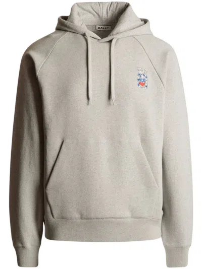 Bally Embroidered-logo Hoodie In Gray
