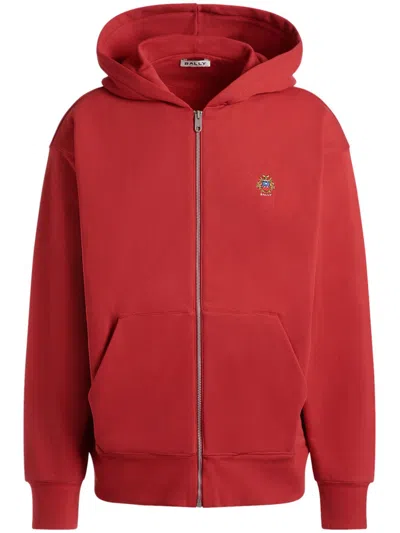 Bally Embroidered-logo Hoodie In Red