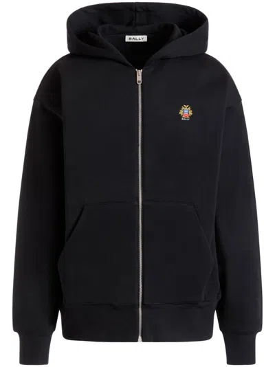 Bally Embroidered-logo Hoodie In Black