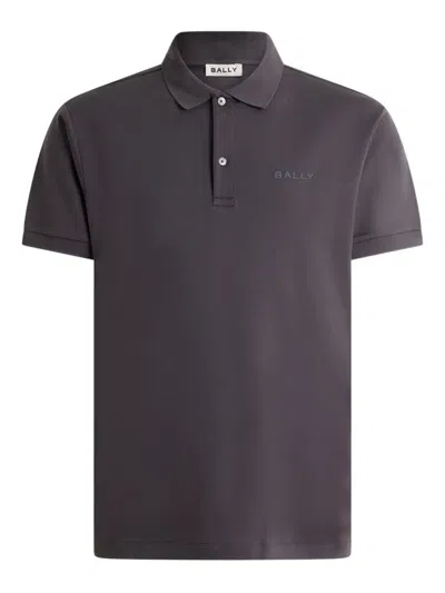 Bally Embroidered-logo Polo Shirt In Gray