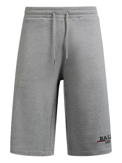 Bally Embroidered-logo Shorts In Gray