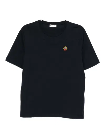 Bally Embroidered-logo T-shirt In Blue