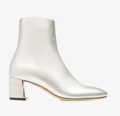 Bally Emme 55 Leather Ankle Boots In Silver