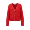 Bally Cable-knit Patch-pocket Cardigan In Red