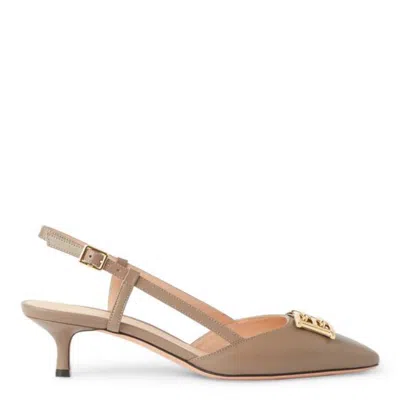 Bally Eva B Chain Leather Slingback Pumps In Burgundy