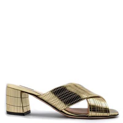 Bally Evoria Laminated Leather Sandals In Gold