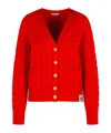 Bally Extrafine Merino Wool Cardigan In Red