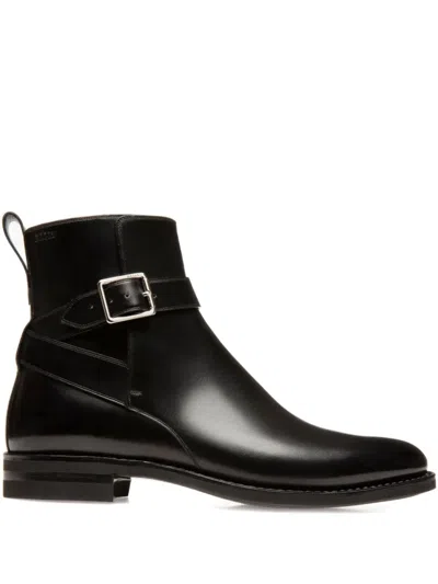 Bally Filly Buckle-strap Leather Boots In Black