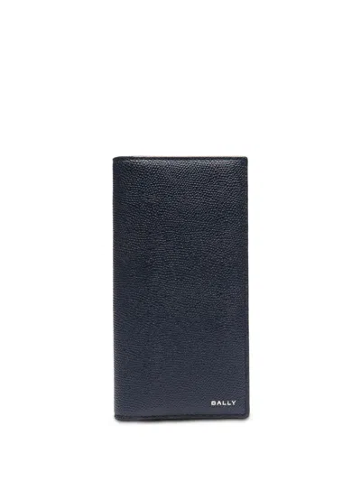 Bally Logo-stamp Leather Wallet In Blue
