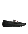 Bally Textured Leather Driver Loafers With Contrast Stripe In Black