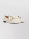 Bally Flat Loafers With Gold Buckle Hardware In White