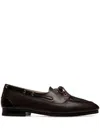 Bally Buffalo Leather Moccasin-style Flat Shoes With Subtle Stitching In Ebony