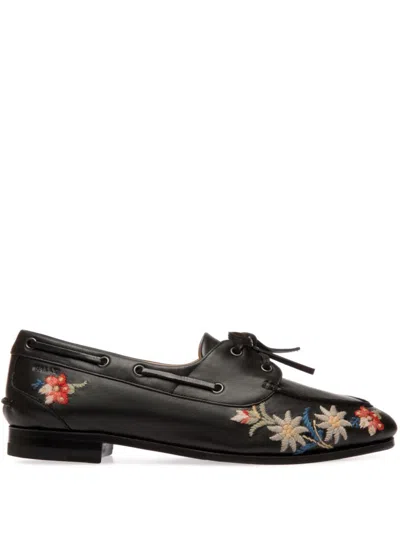Bally Pathy Embroidered Tasseled Leather Loafers In Black