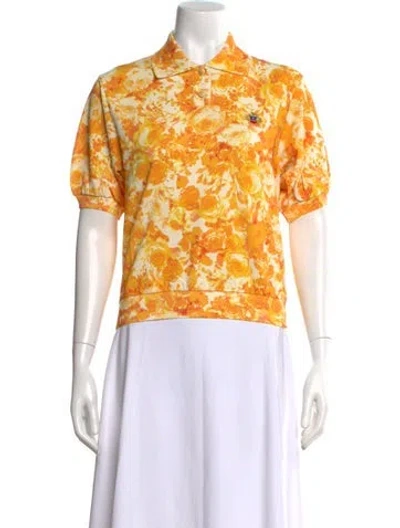 Pre-owned Bally Floral Print Crew Neck Polo W/ Tags In Yellow
