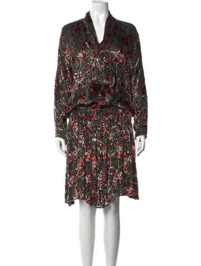 Pre-owned Bally Floral Print Knee-length Dress In Black