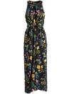 Bally Floral-print Silk Midi Dress In Black