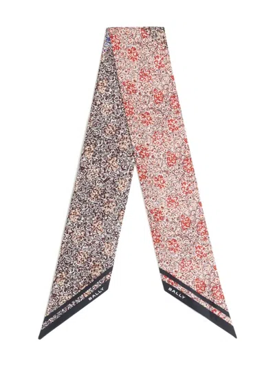 Bally Floral-print Silk Neck Bow In Neutral