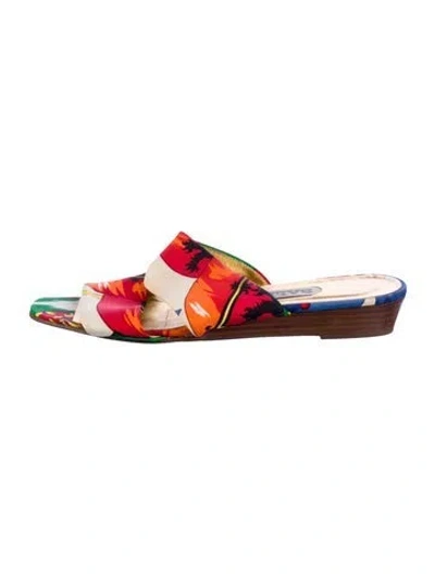 Pre-owned Bally Floral Print Slides In Neutral