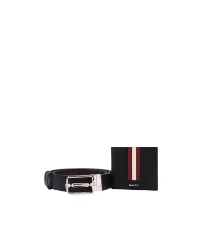 Bally Folding Wallet And Belt Suit In Black
