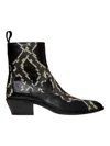 Bally Gaiman 6304139 Men's Multiblack Snake Embossed Leather Boots In Black