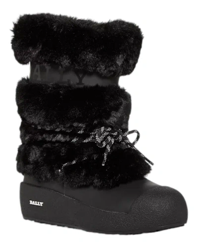 BALLY GALY 6234641 WOMEN'S BLACK FUR & LEATHER ANKLE BOOTS