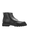 Bally Lace-up Leather Biker Boots In Black