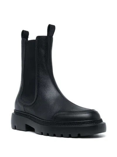 Bally Ginny Flat Calf Grained Boots In Black