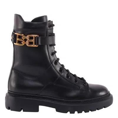 Bally Gioele Leather Army Boots In Black