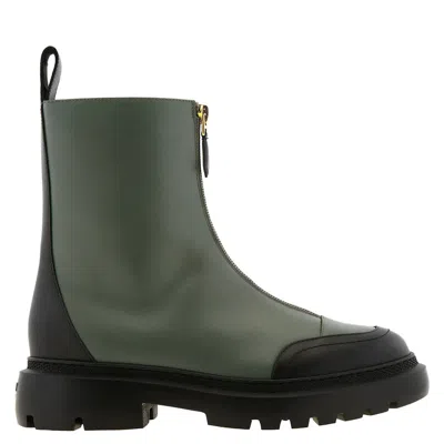 Bally Giuli Leather Zipped Ankle Boots In Green