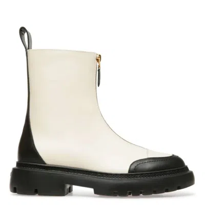 Bally Giuli Leather Zipped Ankle Boots In Neutral