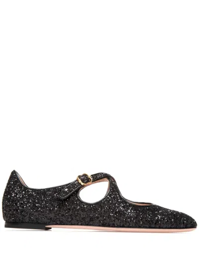 Bally Glitter Ballerina Shoes In Black