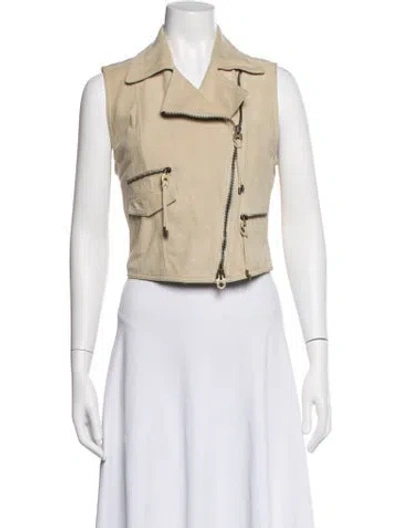 Pre-owned Bally Goat Leather Biker Jacket In Neutrals