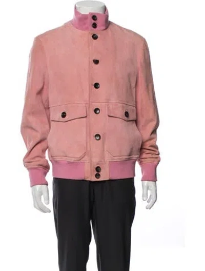Pre-owned Bally Goat Leather Bomber Jacket In Pink