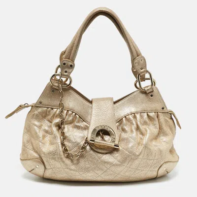Pre-owned Bally Gold Quilted Leather Meg T Shoulder Bag