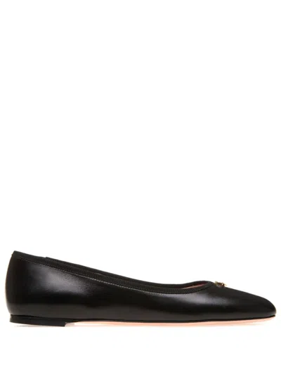 Bally Gold-tone Detailing Ballerinas In Black