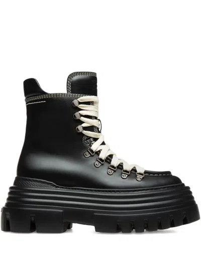 Bally Graciella Laced-leather Boots In Black