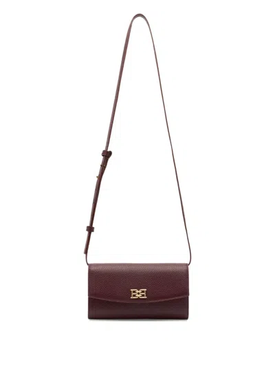 Bally Grained Leather Cross Body Bag In Burgundy