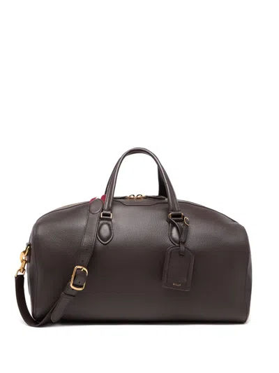 Bally Grained Leather Duffle Bag In Brown