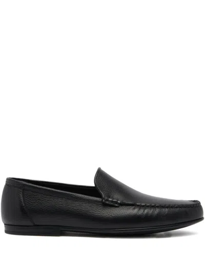 Bally Grained Leather Loafers In Black