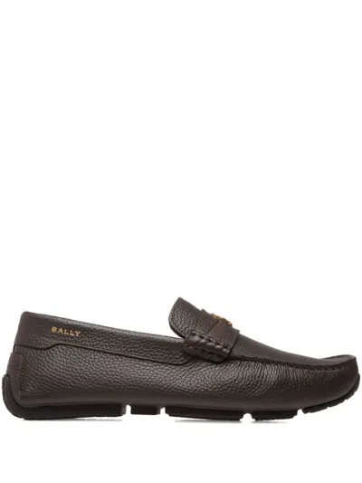 Bally Grained Leather Loafers In Brown