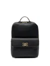 Bally Grained Leather Logo-plaque Backpack In Black