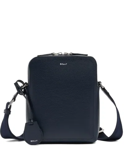 Bally Grained-leather Messenger Bag In Blue