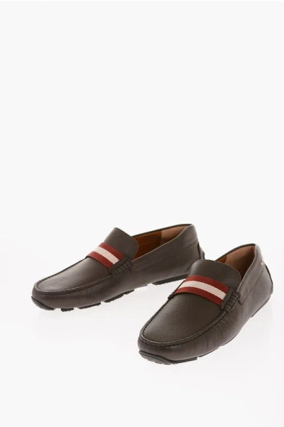 Bally Grained Leather Pearce Loafers With Striped Detail
