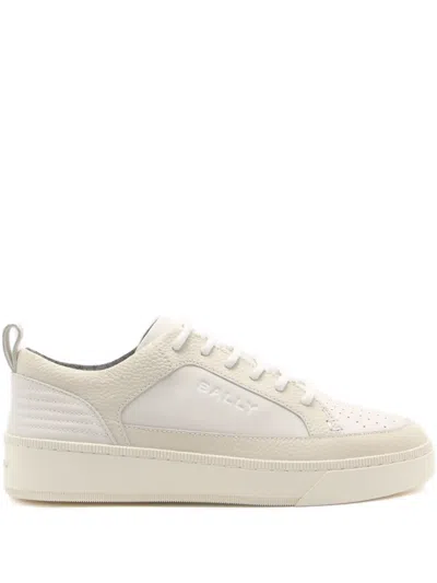 Bally Grained Leather Raise Sneaker In White