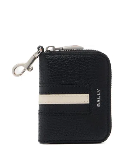 Bally Grained-leather Ribbon Key Holder In Black