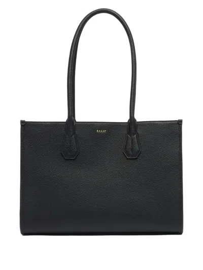 Bally Grained Leather Tote Bag In Black